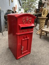GR Post Box letter mail Box Cast Iron post office Barn top King George RED
