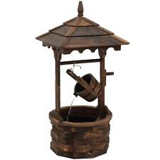 Outsunny Wooden Garden Wishing Well Fountain Barrel Waterfall Rustic With Pump