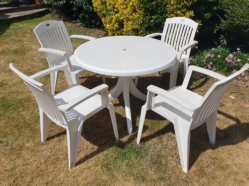 Garden table and chairs - and,