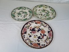 Mason Ironstone Chartreuse & Mandalay Patterned Plates x 3