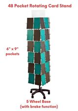 Greeting Card Rotating Stand - 48 Slot with Wheels 6" x 9" Pockets Shop Display 