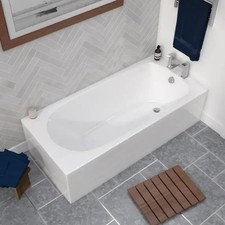 White Rectangular Acrylic Bath with Overflow Drain & Both panels - #1008
