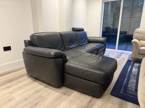 Natuzzi black leather seater - black, 3-seater