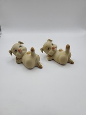 Pair of Relaxing Porcelain Pigs Figurines Made In Taiwan Vintage