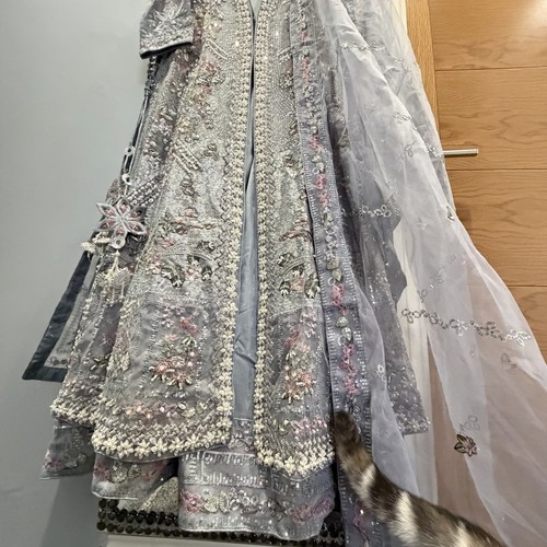 Party outfit anarkali grey - party,