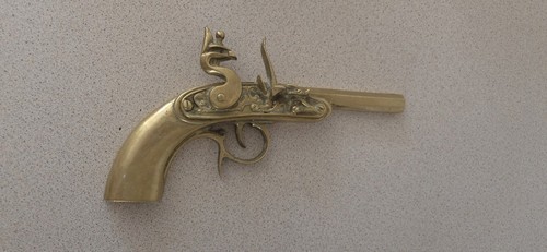 Vintage brass flintlock - vintage, pistol