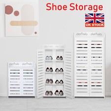 3/4/5Tier White Shoe Storage Cabinet Unit Cupboard Hallway Living Room Shoe Rack