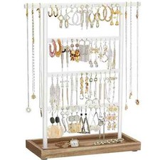 Earring Holder 4-Tier Display Rack Jewelry Organizer Stand For Studs Necklaces
