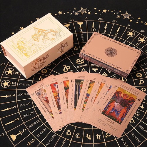 Rose gold tarot deck witchy - gold, deck,