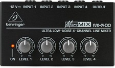 Behringer MICROMIX MX400 Ultra Low-Noise 4-Channel Line Mixer, Black
