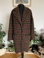 Zara Checked Plaid Wool Mix Coat Jacket Long Tartan Tweed - Size Medium