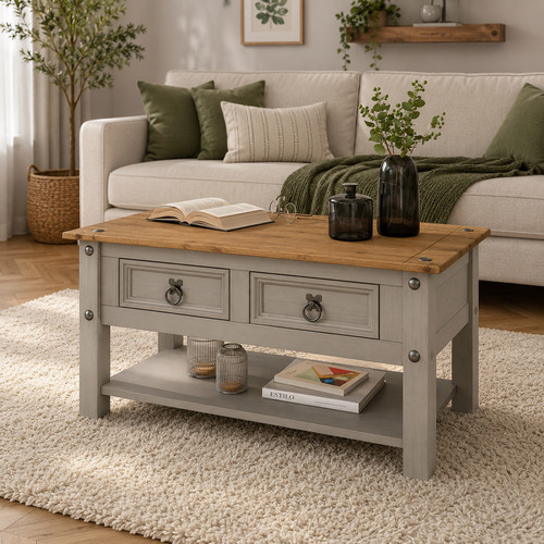 Corona coffee table grey wax - table,