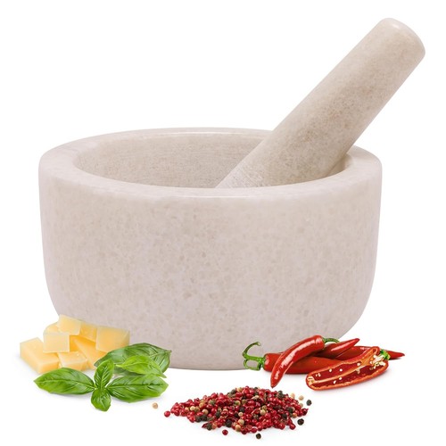 Marble mortar pestle - marble, &