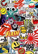 3 A4 Sticker bomb sheets * JD 8M EURO DRIFT VW * stickerbomb car van ipad tablet
