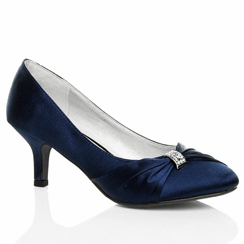 Ladies satin low mid heels - mid,