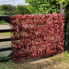 Artificial Red Acer Trellis Screen Expanding Garden Fence Privacy Screening 1x2m