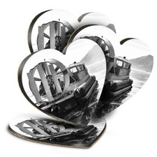 4x Heart MDF Coasters - BW -