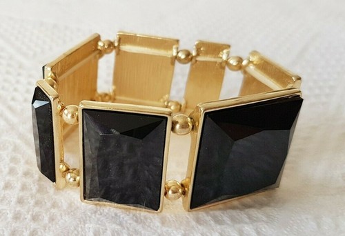 Bracelet black glass stones - bracelet,