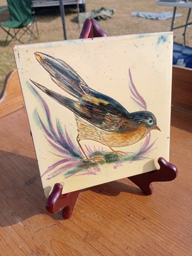 Hand painted bird tile - ,