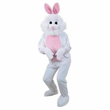 Adult Easter Bunny Rabbit Costume Plush Mens Ladies Mascot Fancy Dress Outfit