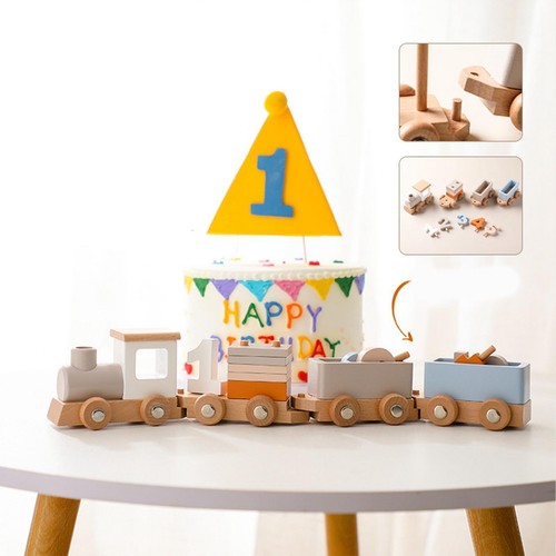 Wooden birthday train - wooden,
