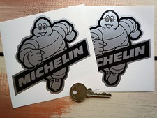 MICHELIN BIBENDUM Black & Silver Car STICKERS 4" Pair Range Rover Lotus Elise