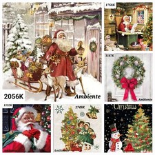 6 x  Mixed Christmas/Paper Napkins,Decoupag/Craft/Vintage/snow scene/art