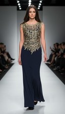 Navy gold embroidered sexy