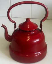 Vintage Red Enamel  Kettle