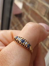 Stunning 18ct Edwardian Gold Ring With Sapphires And Diamonds Aprox 4.58gr