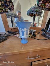 Vintage Wedgwood Blue White Jasperware Vase Made in England