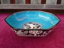 Vintage 1920s Losol Ware Keeling & Co ' Tapestry ' Hexagonal Bowl.