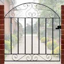900mm Height Black Wrought Iron Arch Top Pedestrian Garden Gate with Fittings