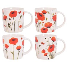 Set Of 4 Poppy Floral Design