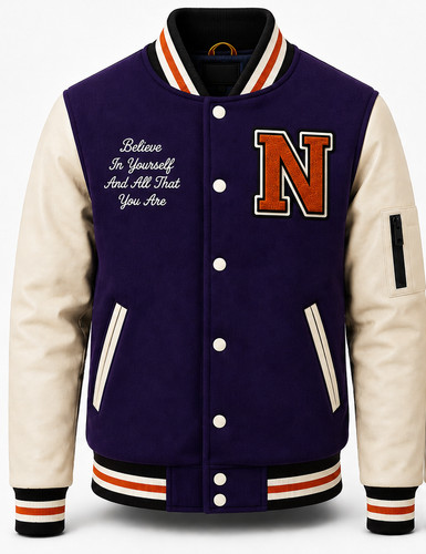 Purple varsity jacket with - varsity,