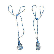 Vintage French Curtain Tie Backs Rope Tassel Country House Blue White Striped