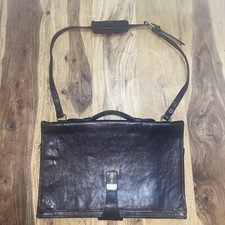 Vintage Hidesign Thick Brown Heavy Quality Leather Laptop briefcase Bag Satchel