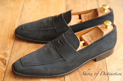 Stemar navy suede penny shoes - navy,