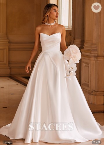 Stacees ivory strapless - ivory, a-line