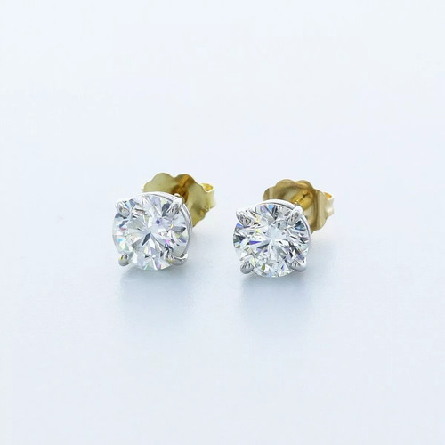 Stud earrings solid 14k white - stud,