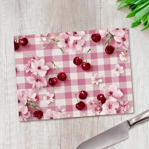 Pink cherry gingham - pink,