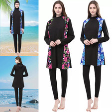 Muslim Women Swimwear Full Cover Summer Swimsuit Arab Burkini Islam Costume UK