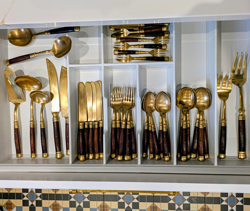 45pc vintage brass cutlery - cutlery, set