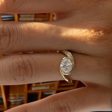 14k Yellow Gold Solitaire Engagement Ring 1.65 Carat Oval Lab Created Diamond