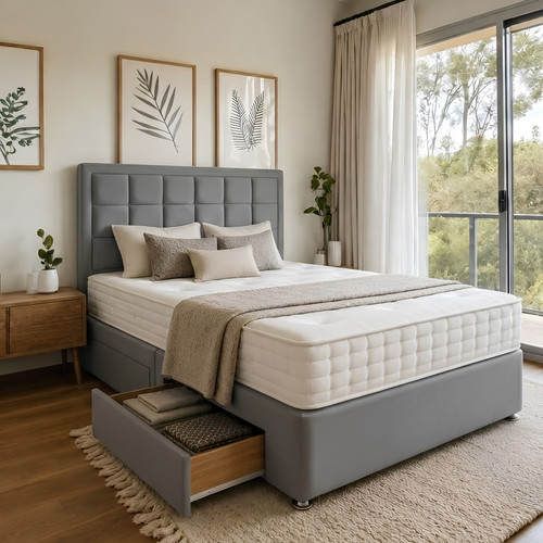 Plush divan bed - bed, with
