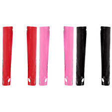 UK Women's Wet Look Leather Fingerless Long Gloves Oversleeve Clubwear Accessory