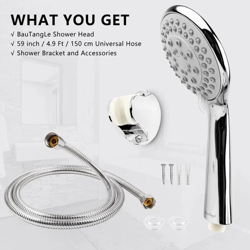 Chrome shower head and hose - head,