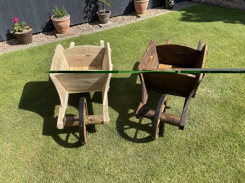 Wooden wheel barrow planter - barrow,