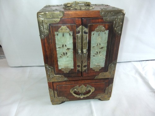 Vintage chinese wood brass - wood, &