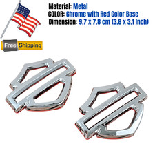 Fit for Harley Davidson CVO 08-23 Metal Chrome Red Tank Emblems Badge Pair